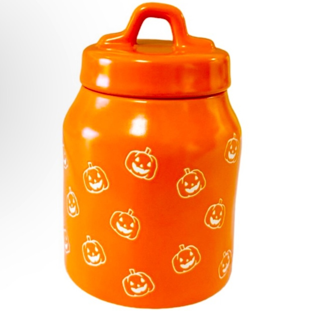 Rae Dunn Artisan Collection Fall Pumpkin Ceramic Treat Baby Canister Cookie Jar - Picture 3 of 11